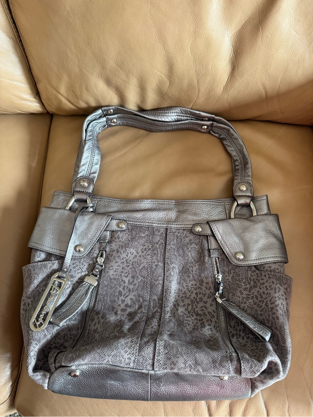 B makowsky Gray snakeskin Women's Tote Bag
